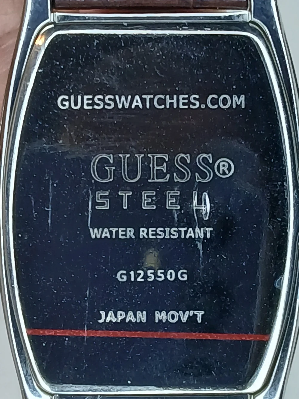 ​GUESS Steel Watch G12550G Tonneau Case Brown Dial Orig Brown Leather Strap